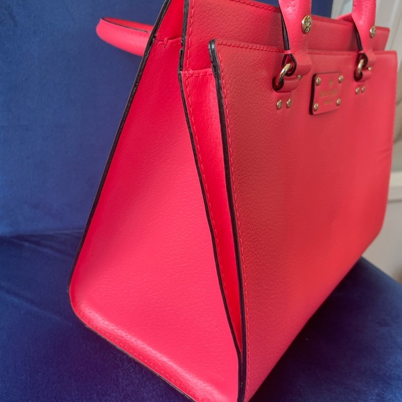Kate Spade Wellesley Flamingo Pink Leather Tote Bag *shoulder strap missing* - Picture 5 of 14